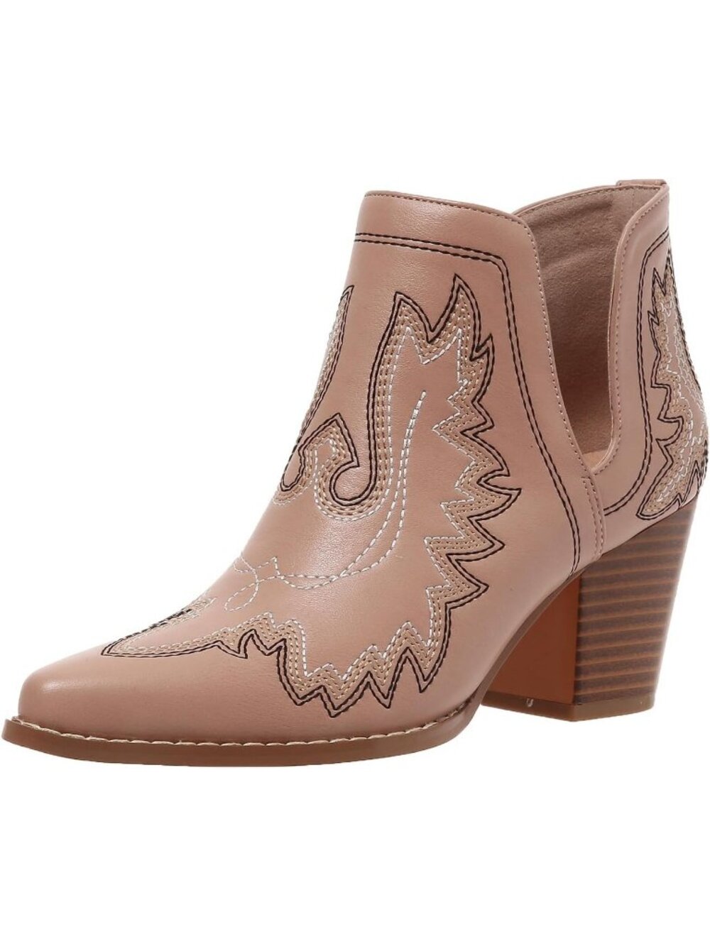 Women's Pink Chunky Heel Pointed Toe Classic Look Cowboy Boots Casual